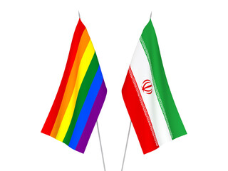 Iran and Rainbow gay pride flags