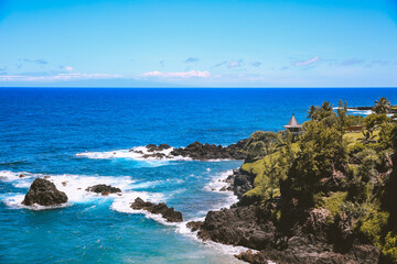 Fototapeta na wymiar View of Hana Hwy, East Maui coast, Hawaii