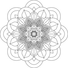 Easy Mandala coloring book simple and basic for beginners, seniors and children. Set of Mehndi flower pattern for Henna drawing and tattoo. Decoration in ethnic oriental, Indian style.