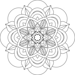 Easy Mandala coloring book simple and basic for beginners, seniors and children. Set of Mehndi flower pattern for Henna drawing and tattoo. Decoration in ethnic oriental, Indian style.