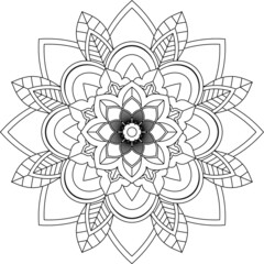 Easy Mandala coloring book simple and basic for beginners, seniors and children. Set of Mehndi flower pattern for Henna drawing and tattoo. Decoration in ethnic oriental, Indian style.