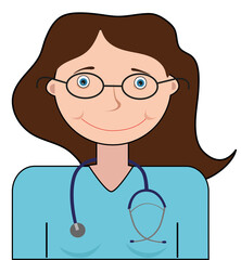 Doctor with a stethoscope on a white background
