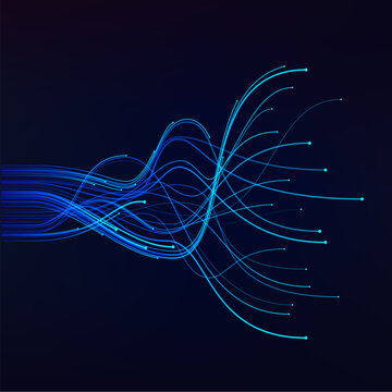 Abstract wavy background. Deep learning visualization. AI. artificial intelligence concept of neural networks. Wave equalizer. Vector illustration