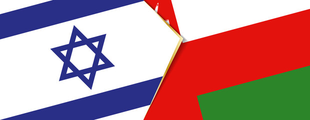 Israel and Oman flags, two vector flags.