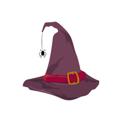 Hat with hanging black spider, magician hat halloween
