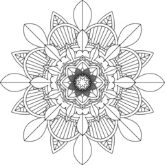 Easy Mandala coloring book simple and basic for beginners, seniors and children. Set of Mehndi flower pattern for Henna drawing and tattoo. Decoration in ethnic oriental, Indian style.