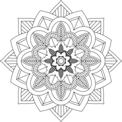 Easy Mandala coloring book simple and basic for beginners, seniors and children. Set of Mehndi flower pattern for Henna drawing and tattoo. Decoration in ethnic oriental, Indian style.