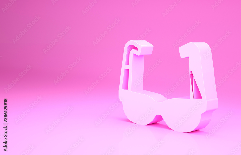 Sticker Pink Sport cycling sunglasses icon isolated on pink background. Sport glasses icon. Minimalism concept. 3d illustration 3D render.