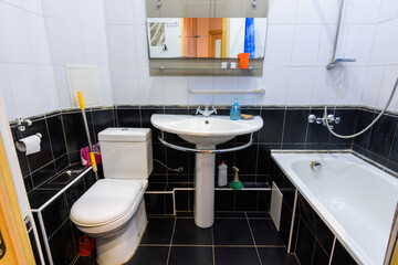 Interior of a bathroom in an apartment for daily rent