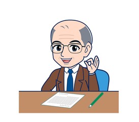 White-haired man in green short sleeves