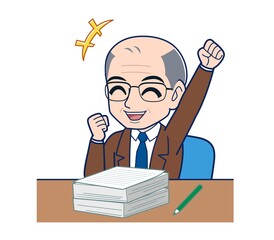 White-haired man in green short sleeves