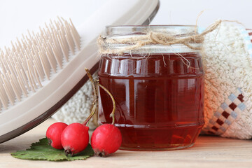 Natural cosmetics with herbal ingredients,close-up.