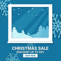 Winter and Christmas promotional sale banners with paper style. Promotional banners for selling your best products this month.