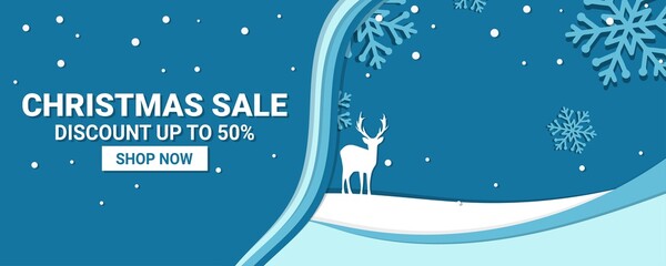 Winter and Christmas promotional sale banners with paper style. Promotional banners for selling your best products this month.