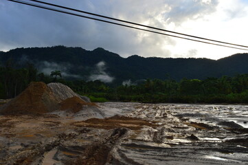 Naklejka premium The stunning mountain landscape on the lush Trinidad And Tobago islands in the Caribbean Islands