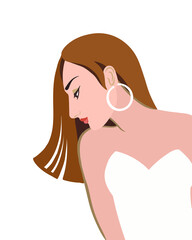 Beautiful young women on white background.Decorative vector illustration.