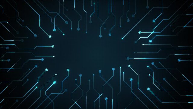 Abstract Cyber Technology Chipset Motherboard Background Animation/ 4k animation of an abstract computer motherboard chipset technology background with glowing autofill reveal effect