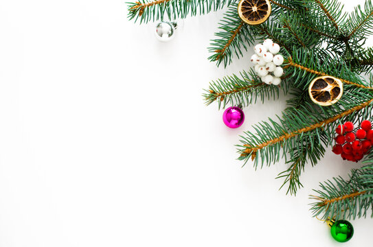 Christmas  and New year composition on a white background. Top view. Flat lay