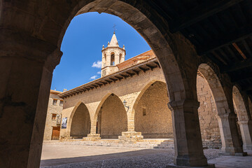 Fototapeta na wymiar Square of Cristo Rey in Cantavieja, Teruel, Aragon, Spain