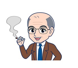 Elderly man in a brown jacket