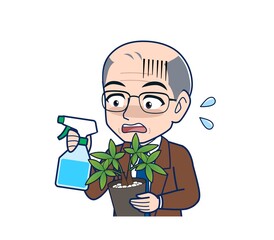 Elderly man in a brown jacket