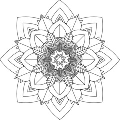 Easy Mandala coloring book simple and basic for beginners, seniors and children. Set of Mehndi flower pattern for Henna drawing and tattoo. Decoration in ethnic oriental, Indian style.