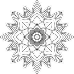 Easy Mandala coloring book simple and basic for beginners, seniors and children. Set of Mehndi flower pattern for Henna drawing and tattoo. Decoration in ethnic oriental, Indian style.