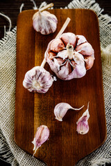 Bulb of garlic on wooden background
