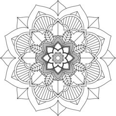 Easy Mandala coloring book simple and basic for beginners, seniors and children. Set of Mehndi flower pattern for Henna drawing and tattoo. Decoration in ethnic oriental, Indian style.