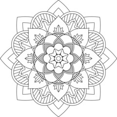 Easy Mandala coloring book simple and basic for beginners, seniors and children. Set of Mehndi flower pattern for Henna drawing and tattoo. Decoration in ethnic oriental, Indian style.