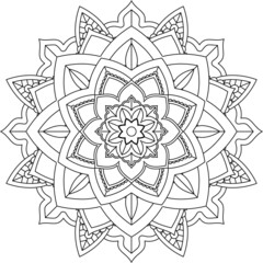 Easy Mandala coloring book simple and basic for beginners, seniors and children. Set of Mehndi flower pattern for Henna drawing and tattoo. Decoration in ethnic oriental, Indian style.
