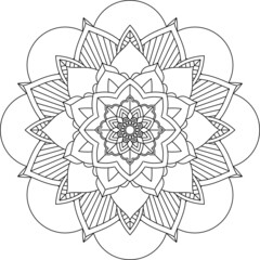 Easy Mandala coloring book simple and basic for beginners, seniors and children. Set of Mehndi flower pattern for Henna drawing and tattoo. Decoration in ethnic oriental, Indian style.