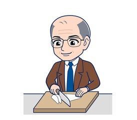 Elderly man in a brown jacket