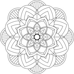 Easy Mandala coloring book simple and basic for beginners, seniors and children. Set of Mehndi flower pattern for Henna drawing and tattoo. Decoration in ethnic oriental, Indian style.