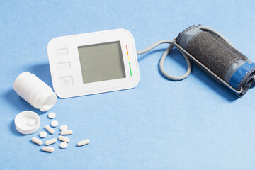 modern tonometer on blue  background