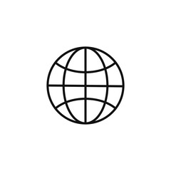 Globe symbol. Planet Earth or internet browser sign. Outline modern design element. Simple black flat vector icon. Vector Illustration