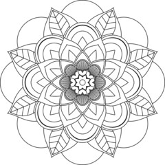 Easy Mandala coloring book simple and basic for beginners, seniors and children. Set of Mehndi flower pattern for Henna drawing and tattoo. Decoration in ethnic oriental, Indian style.