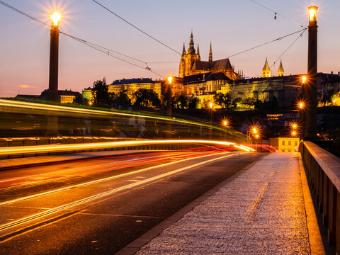 Light trials on the Manes brudge near Prague castle