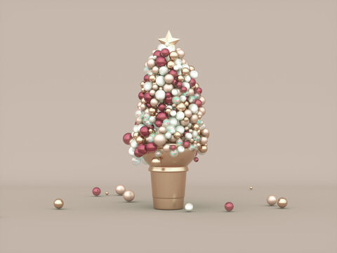Abstract geometric balls with Christmas concept. 3d render.