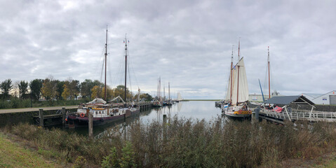 Sailships in the harbor of Sloten