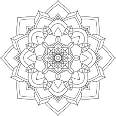 Fototapeta premium Easy Mandala coloring book simple and basic for beginners, seniors and children. Set of Mehndi flower pattern for Henna drawing and tattoo. Decoration in ethnic oriental, Indian style.