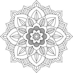Easy Mandala coloring book simple and basic for beginners, seniors and children. Set of Mehndi flower pattern for Henna drawing and tattoo. Decoration in ethnic oriental, Indian style.