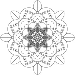 Easy Mandala coloring book simple and basic for beginners, seniors and children. Set of Mehndi flower pattern for Henna drawing and tattoo. Decoration in ethnic oriental, Indian style.