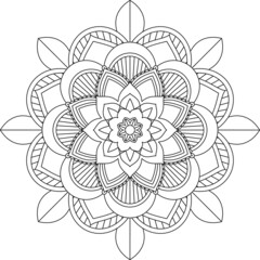 Easy Mandala coloring book simple and basic for beginners, seniors and children. Set of Mehndi flower pattern for Henna drawing and tattoo. Decoration in ethnic oriental, Indian style.
