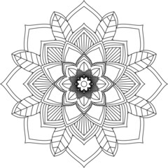 Easy Mandala coloring book simple and basic for beginners, seniors and children. Set of Mehndi flower pattern for Henna drawing and tattoo. Decoration in ethnic oriental, Indian style.