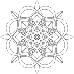 Easy Mandala coloring book simple and basic for beginners, seniors and children. Set of Mehndi flower pattern for Henna drawing and tattoo. Decoration in ethnic oriental, Indian style.