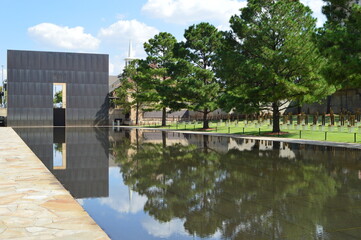 The riverside and architecture in Oklahoma City in the Midlands, United States