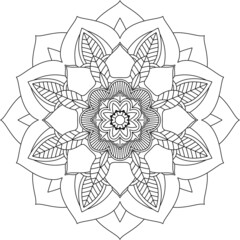 Easy Mandala coloring book simple and basic for beginners, seniors and children. Set of Mehndi flower pattern for Henna drawing and tattoo. Decoration in ethnic oriental, Indian style.
