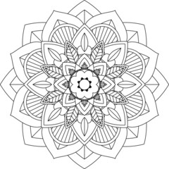 Easy Mandala coloring book simple and basic for beginners, seniors and children. Set of Mehndi flower pattern for Henna drawing and tattoo. Decoration in ethnic oriental, Indian style.