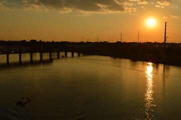 The riverside and architecture in Oklahoma City in the Midlands, United States